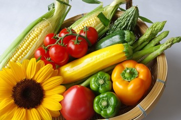 夏野菜のカゴ盛り