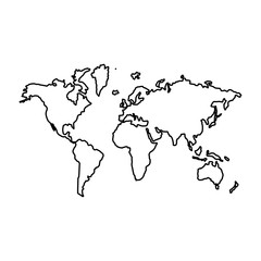 World map   the black color icon .