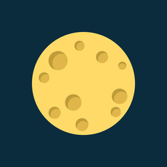 Moon in flat dasign style. Night space astronomy and nature moon icon.