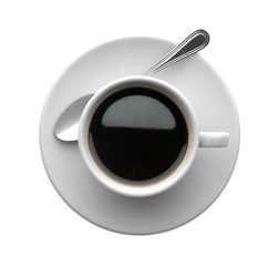 coffee cup with spoon, isolated on white
