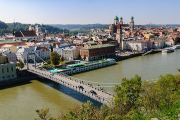 Fototapeta na wymiar Danube river in Passau, Bavaria, Germany