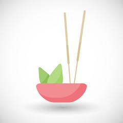 Incense burning vector flat icon
