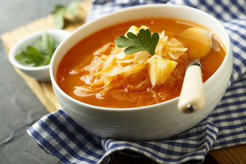 Sauerkraut soup with fresh parsley
