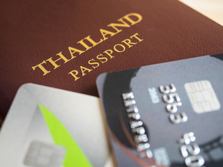 Closeup Thailand passport and credit card 1