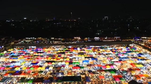 Time lapse of Ratchada Railroad Market at night
