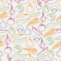 Vector background seamless pattern of colorful vegetables
