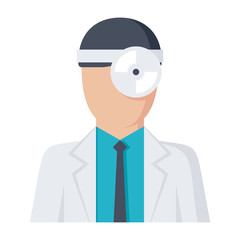 Otorhinolaryngologist doctor vector icon in flat style