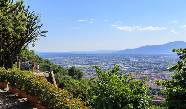 Montecatini Alto, Tuscany, Italy - Panoramic view towards valley and Montecatini Terme