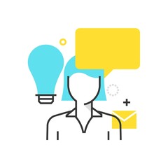 Color box customer service icon, background and graphics