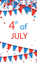 4th July background with flags.