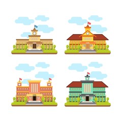 Set of Schools building. Flat design style