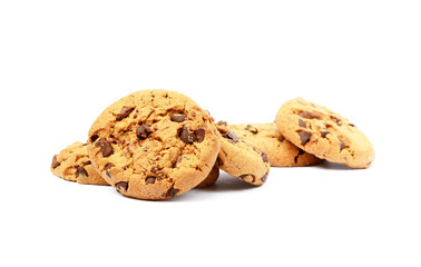Tasty biscuits with chocolate isolated on a white background