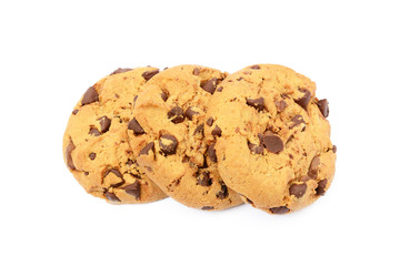 Tasty biscuits with chocolate isolated on a white background