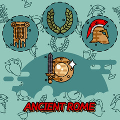 Ancient rome flat concept icons