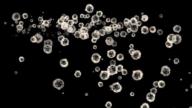 4k Abstract cells virus dust particles background.