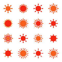Set of sun icons.