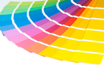 Colour card with samples of paint. Close-up of color fan palette