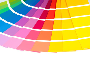 Colour card with samples of paint. Close-up of color fan palette