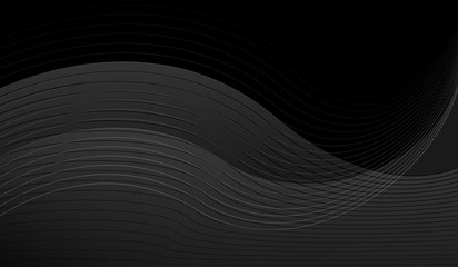 Black and White Abstract Wavy Background Vector Illustration.
