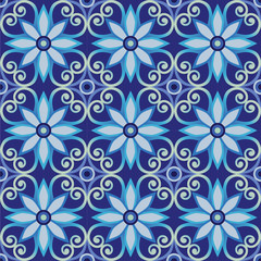 Fototapeta premium Seamless vector pattern with floral ornament
