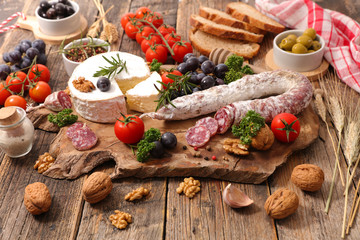 cheese,salami and snacks