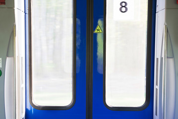 Subway train doors closed