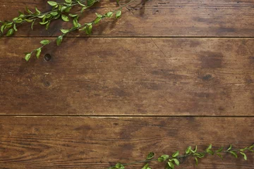 Keuken foto achterwand Boomtak op rustieke houten achtergrond © melecis