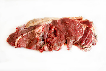 Raw beef meat chuleton on white background