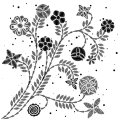 Foto op Canvas Embroidery simplified floral pattern contemporary flowers. Asymmetrical traditional trend fashion ornament with leaves and various fantasy plants on white background. Embroidery flower patch. Vector. © desertsands