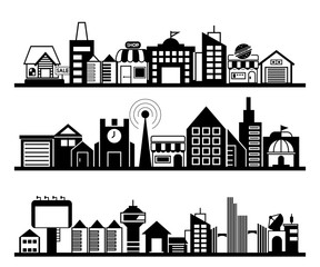 city skyline, city scape set, vector illustration