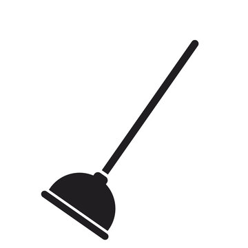 toilet plunger with handle cleaning icon vector illustration