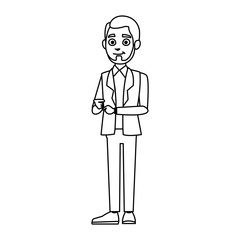 young businessman standing with folded arms suit, tie and shirt vector illustration
