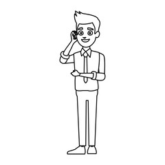 young businessman standing with folded arms suit, tie and shirt vector illustration