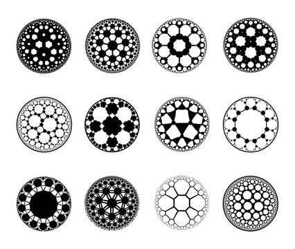 Set Of  Apollonian Gasket Fractals - Vector Illustration  