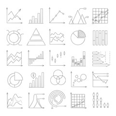 hand drawn graph, chart, data icons