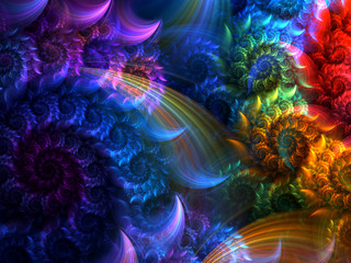 Fototapeta na wymiar Helix Fuzzy Bright Background - Fractal Art 