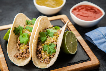 Mexican tacos with beef