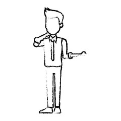 young businessman standing tie and shirt vector illustration