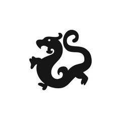 China Dragon simple logo, icon, zodiac symbols. Vector label