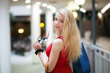 Young woman shopping in a mall