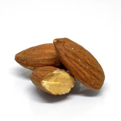 Almonds isolated on white background