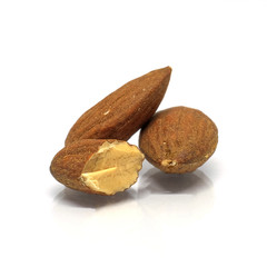 Almonds isolated on white background