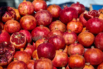 Pomegranates at the Market. Ripe pomegranates