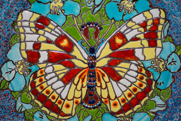 Fototapeta na wymiar butterfly pattern on ceramics