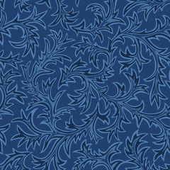 Frosty Glass - seamless pattern.
Hand drawn vector background with intricate frost motif in shades of blue.
