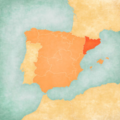 Map of Iberian Peninsula - Catalonia