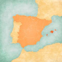 Map of Iberian Peninsula - Balearic Islands