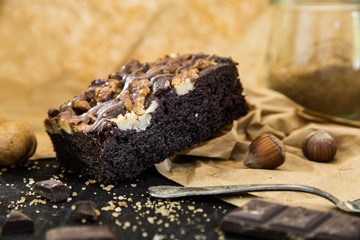 chocolate brownie with nuts