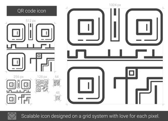 Obraz na płótnie Canvas QR code vector line icon isolated on white background. QR code line icon for infographic, website or app. Scalable icon designed on a grid system.