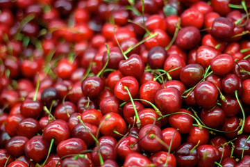 top view close up cherry on the market
